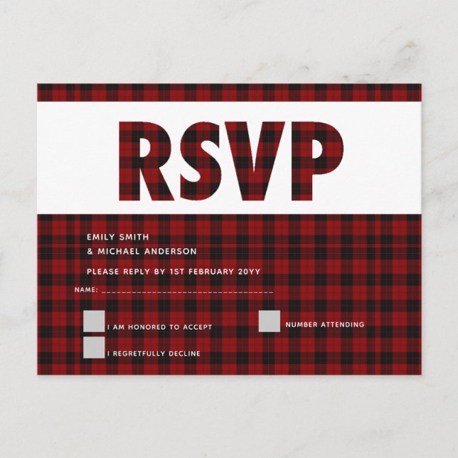 Tarjeta RSVP de color búfalo para cualquier evento (Anverso)
