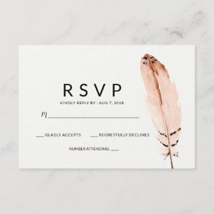 Tarjeta RSVP de color de agua de pluma
