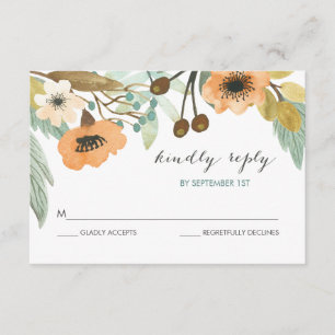 Tarjeta RSVP de color de agua en flor