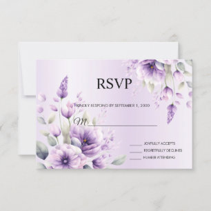 Tarjeta RSVP de color de agua morado
