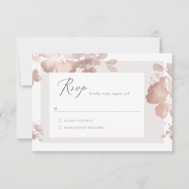 Tarjeta RSVP de color de agua Romance (Anverso)