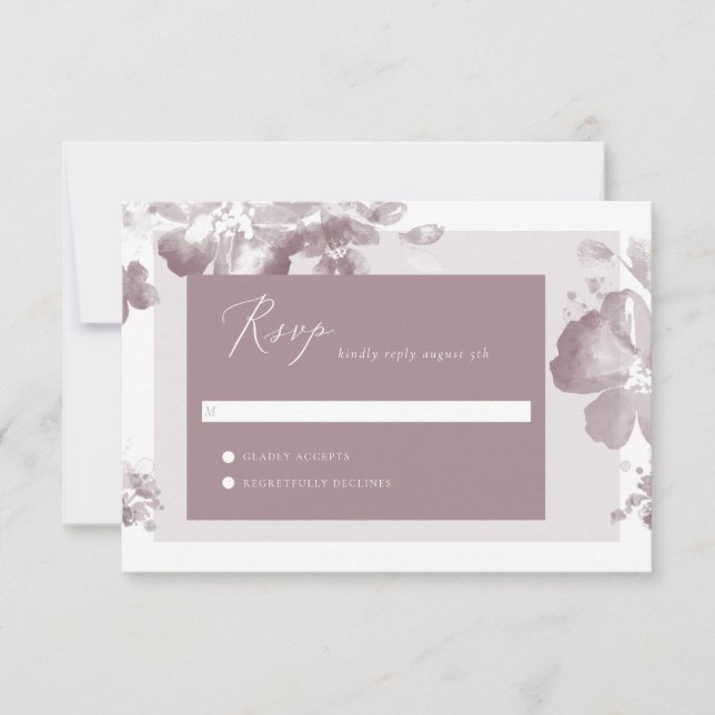 Tarjeta RSVP de color de agua Romance (Anverso)