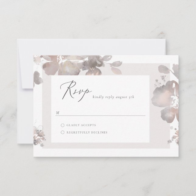 Tarjeta RSVP de color de agua Romance (Anverso)