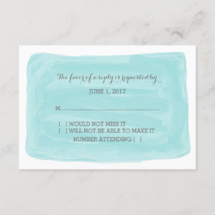 Tarjeta RSVP de color de agua turquesa