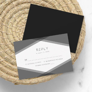 Tarjeta RSVP de color gris y geométrico