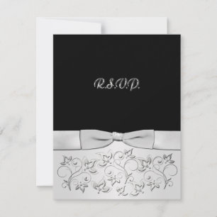 Tarjeta RSVP de color negro, plata