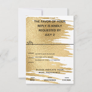 Tarjeta RSVP de color negro y oro elegante para bo