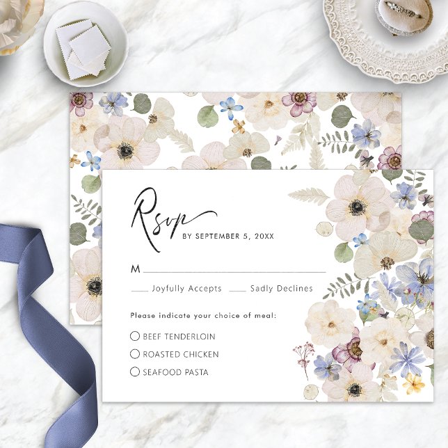 Tarjeta RSVP de comidas botánicas florales moderna (Modern Boho Floral Botanical Meal RSVP Card by Painted Paperie
)