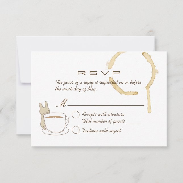 Tarjeta RSVP de Conejo y Boda de Café (Anverso)