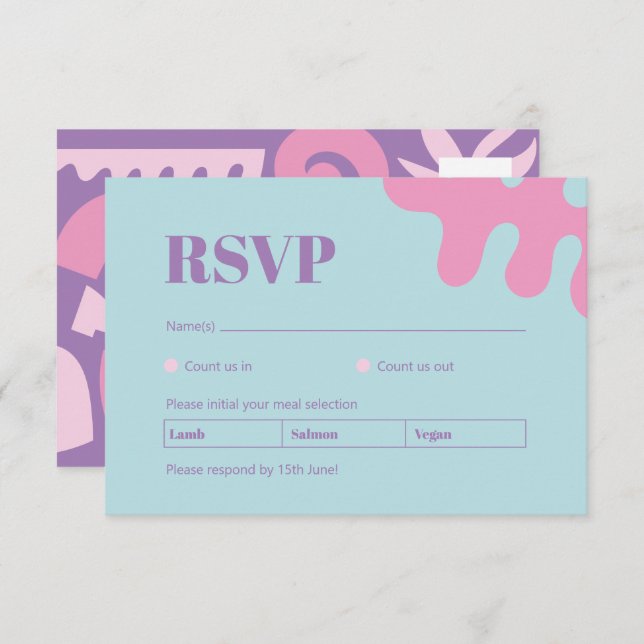 Tarjeta RSVP de Confetti Collage (Anverso / Reverso)
