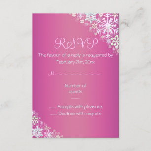 Tarjeta RSVP de copo de nieve de Moda rosa calient
