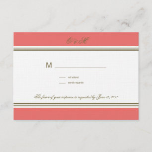 Tarjeta RSVP de coral de banda simple