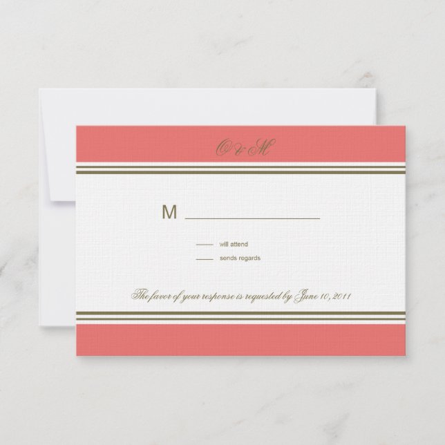 Tarjeta RSVP de coral de banda simple (Anverso)