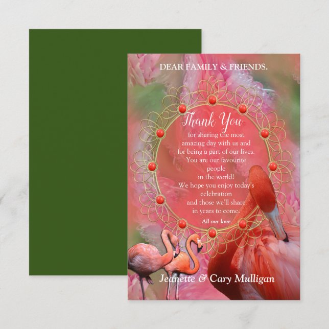 Tarjeta RSVP de Coral, Grass & Peony-Rosa (Anverso / Reverso)