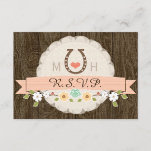 TARJETA RSVP DE CORAL HORSESHOY WESTERN WEDDING