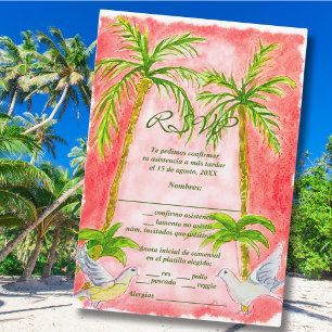 Tarjeta RSVP de Coral Tropical Español de Pintura