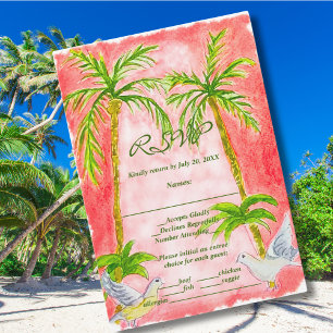 Tarjeta RSVP de Coral Tropical Paint de color de a
