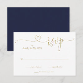 Tarjeta RSVP De Corazón De Guión Elegante De Marin
