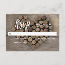 Tarjeta RSVP de Corazón de Vino