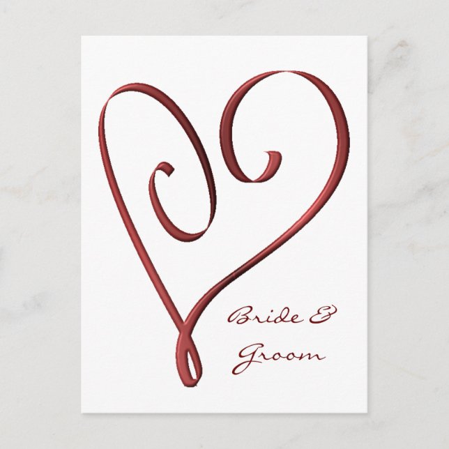 Tarjeta RSVP de Corazón Rojo con estilo Personaliz (Anverso)