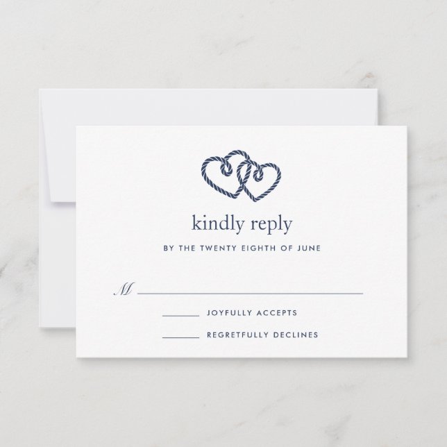 Tarjeta RSVP de corazones notados (Anverso)