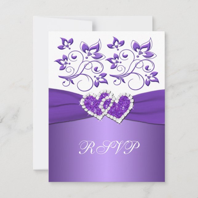 Tarjeta RSVP de Corazones unidas a la floral morad (Anverso)