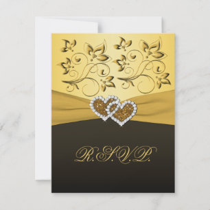 Tarjeta RSVP de Corazones Unidos con Cinta Impresa