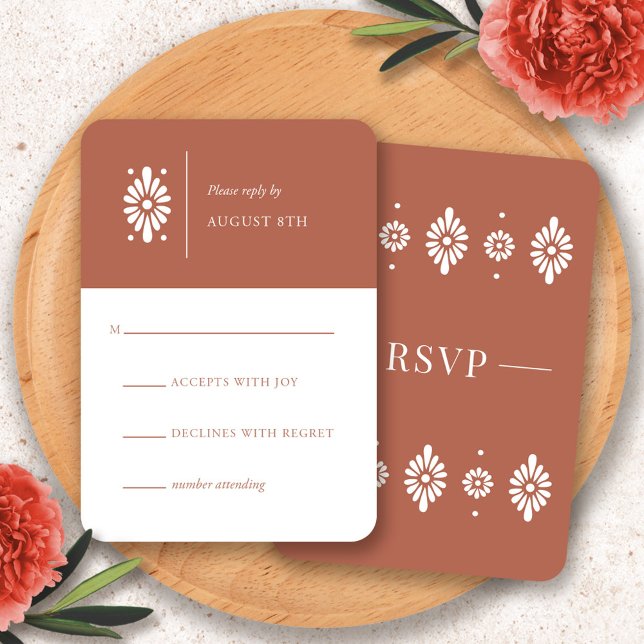 Tarjeta RSVP de Costa Rica (Mexican Terra Cotta RSVP Card by Fiesta Valley Print)