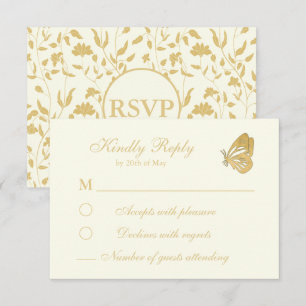 Tarjeta RSVP de crema floral de estilo vintage