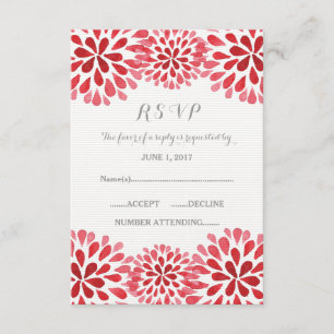 Tarjeta RSVP de crisantemo de color rojo