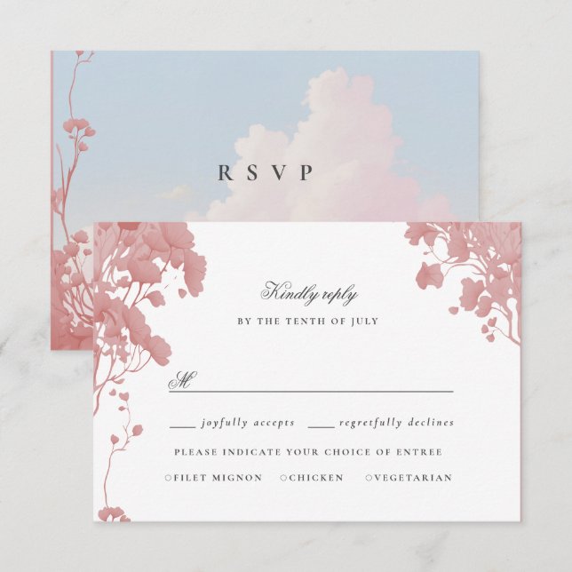 Tarjeta rsvp de cuento floral de ensueño (Anverso / Reverso)