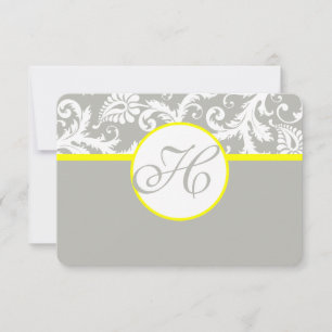 Tarjeta RSVP de Damasco amarillo y gris - Nube de 