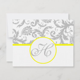 Tarjeta RSVP de Damasco amarillo y gris - Texto en