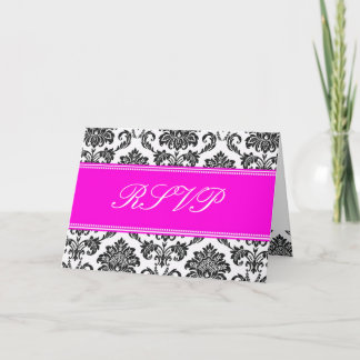 Tarjeta RSVP de damasco rosa