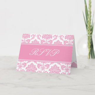 Tarjeta RSVP de damasco rosa