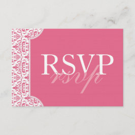 Tarjeta RSVP de damasco rosa