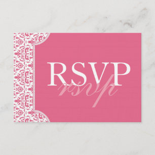 Tarjeta RSVP de damasco rosa