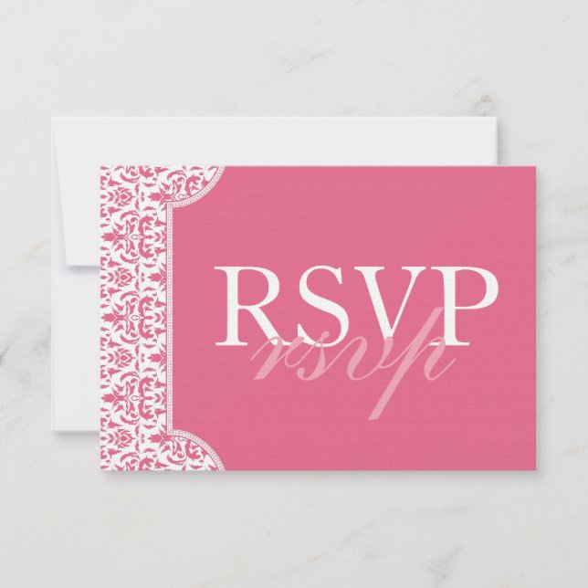 Tarjeta RSVP de damasco rosa (Anverso)