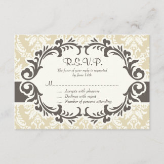 Tarjeta RSVP de Damask de Crema