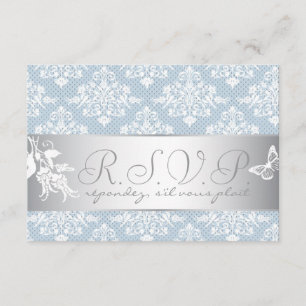 Tarjeta RSVP de Damask de escarcha de invierno 2