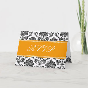Tarjeta RSVP de Damask de naranja