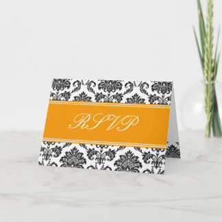 Tarjeta RSVP de Damask de naranja