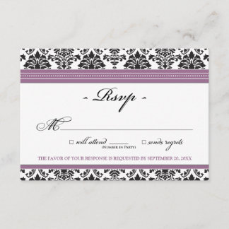 Tarjeta RSVP de Damask elegante (lavanda)
