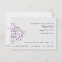 Tarjeta RSVP de Damask elegante para el deflector