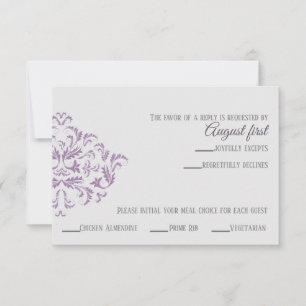 Tarjeta RSVP de Damask elegante para el deflector