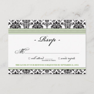 Tarjeta RSVP de Damask elegante (sabio)