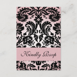 Tarjeta RSVP de Damask Rosa para Invitación de Bod