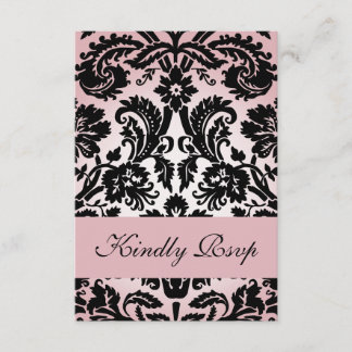 Tarjeta RSVP de Damask Rosa para Invitación de Bod