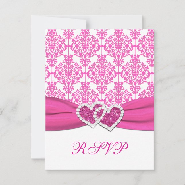 Tarjeta RSVP de Damask rosa y Blanco - NO PARA SQ (Anverso)