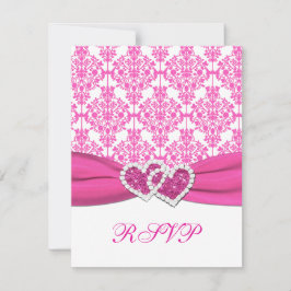 Tarjeta RSVP de Damask rosa y Blanco - NO PARA SQ